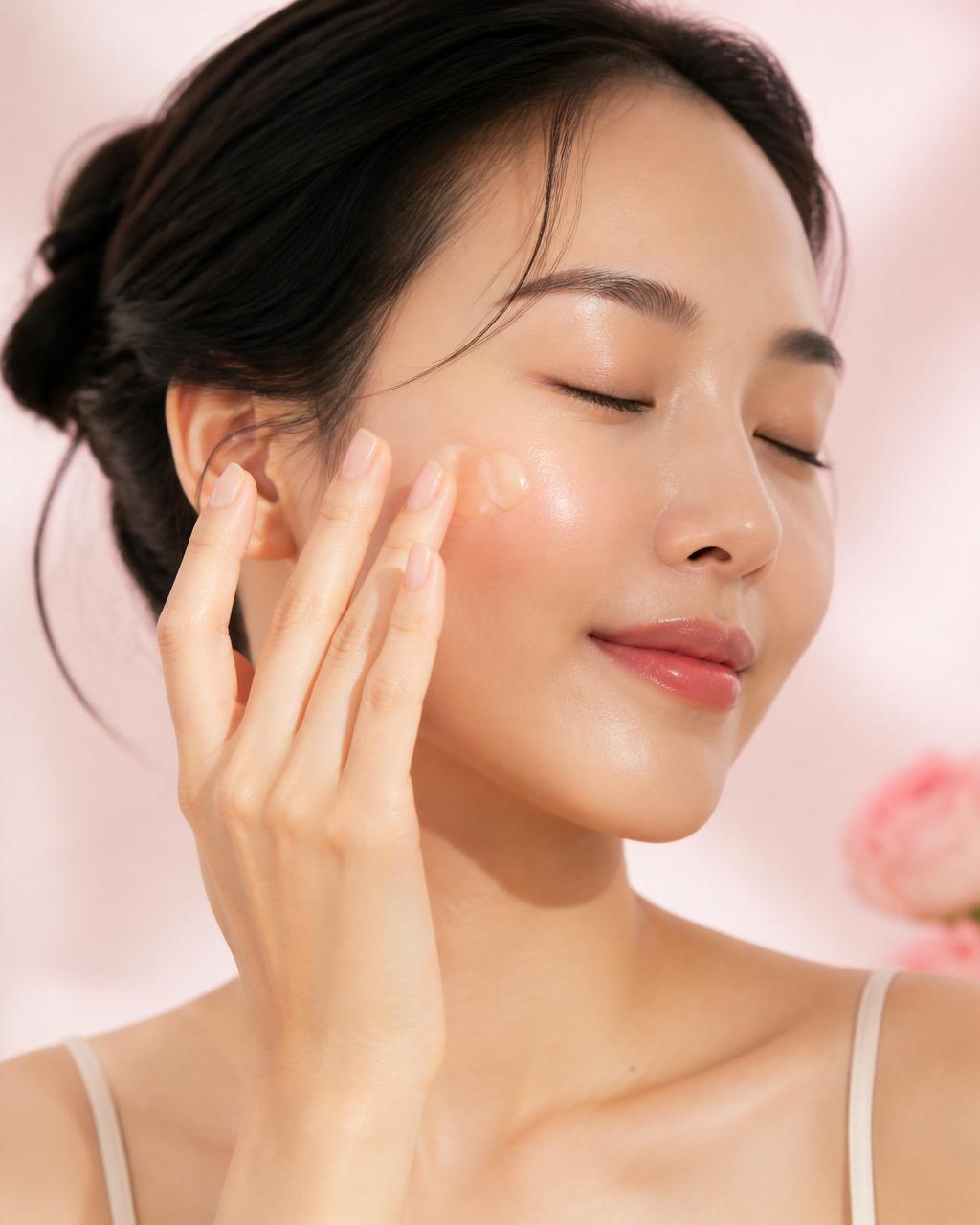 Woman applying Bloomera skincare